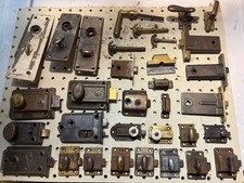 Lot Of Vintage Door Latches Cabinet Thumb Locks Keepers Brass Cast Iron Salvaged
