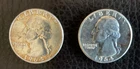 Two 1964 Silver Washington Quarters