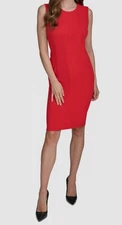 Halston Womens Red Sleeveless Scuba Crepe Sheath Dress Size 10