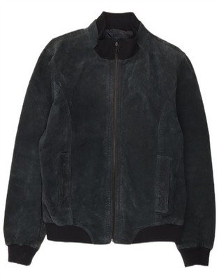 Conbipel Mens Suede Bomber Jacket IT 50 Large Navy Blue Leather NC13
