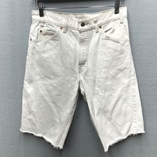 VTG Levi's 550 Orange Tab Shorts 32 30x12 USA White Denim Cutoff 90s Jorts MC