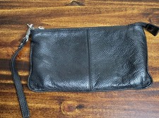 Black Pebbled Leather Lecxci Wristlet **See N...