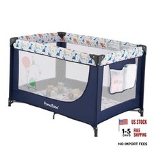 Blue Unisex Playard Crib for Toddlers - Portable Crib for Toddlers