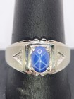 Mens 10k Solid White Gold Star Sapphire Diamond Accents Ring Size 10.25 — photo 4