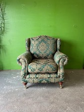 Kirkdale Armchair, Dark Green & Gold, Damask, Traditional, Wingback, Lounge