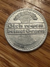 Germany (Weimar Republic) 50 Pfennig Coin, 1921 A, High Grade