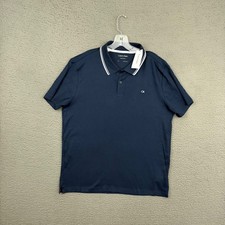 Calvin Klein Liquid Touch Polo Shirt Mens Large Navy Blue Cotton Knit Preppy Dad
