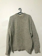 Campus Ragg Wool Size L Tweed Beige Gray Men Sweater Made in USA