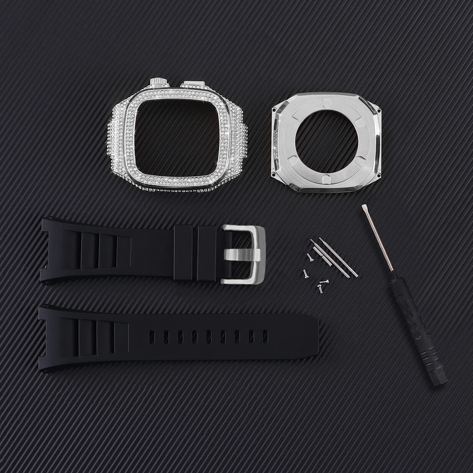 Kit de estuche Bling Diamond Mod para Apple Watch 10 9 8 7 6 5 SE 44/45/46 mm correa correa Foto 2 de 4