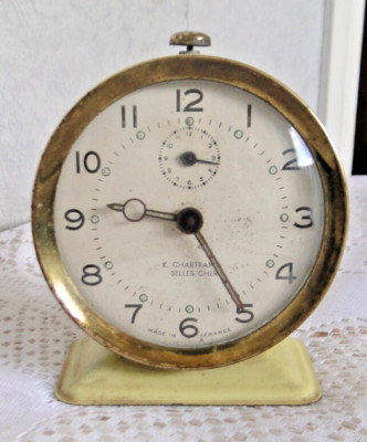 Alter Wecker BAYARD Gregor mechanisch rund Metall gelb lackiert Vintage 70er