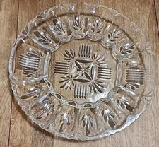Federal Glass Georgetown 12 Deviled Egg 15 Total Section Tray Relish Clear 11"