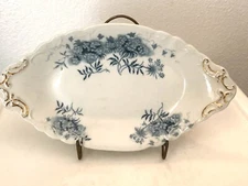 Empress Floral Blue Relish / Trinket Dish Porcelain Made in England Vintage