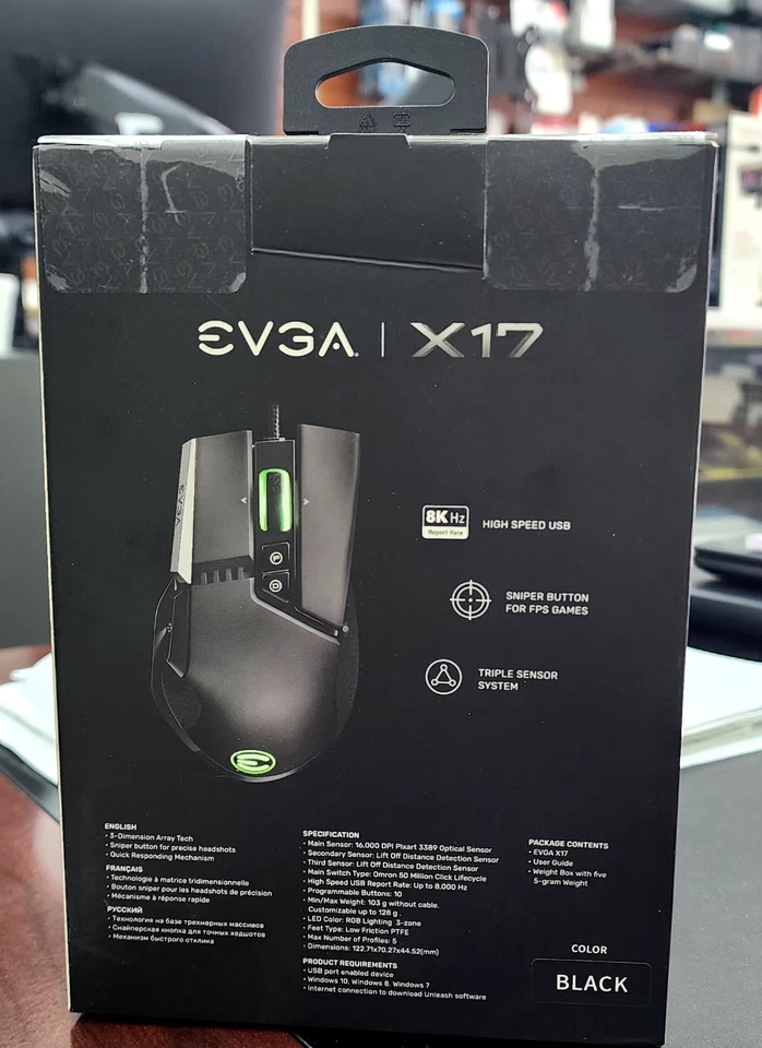 EVGA X17 FBS Gaming Wired Mouse 16000 DPI / 8K HZ High Speed USB - Black - Image 2 of 4