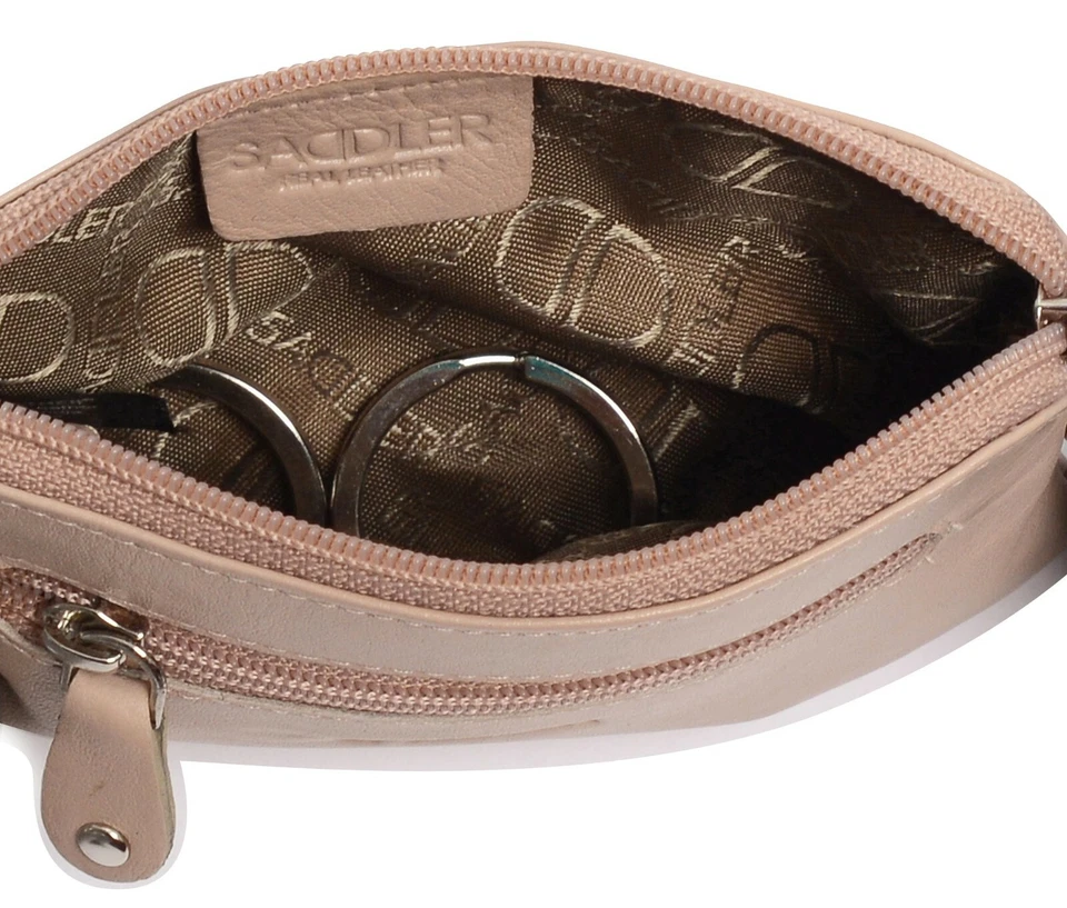 Monedero SADDLER "ELLIE" de cuero real con cremallera superior para mujer | Taupe Foto 2 de 4