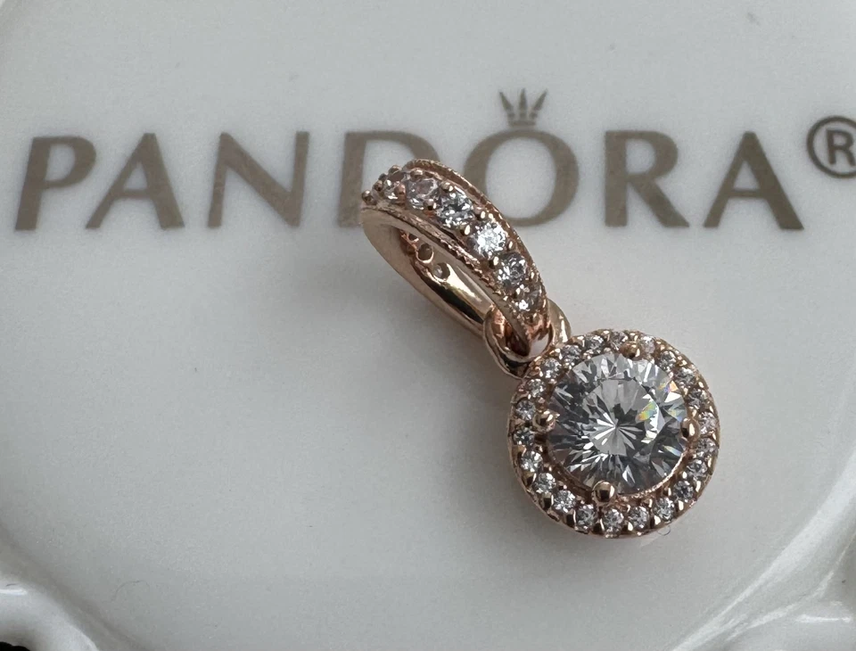 Auténtico Pandora ROSA ROSA Clásico Elegancia Colgante #380379CZ Foto 3 de 4