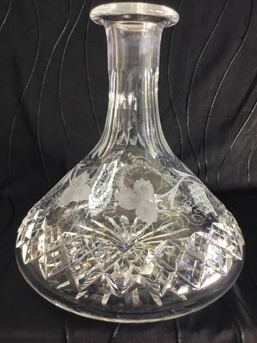 VINTAGE THOMAS WEBB ENGLAND 1966 SHIPS DECANTER WITH DIAMONDS, GRAPES & FLOWERS - Picture 8 of 12