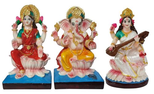 Indù Dio Signore Laxmi Ganesh Signora Indiana Idolo Scultura Statua Figurine