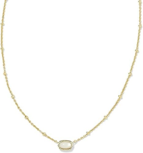 KENDRA SCOTT Gold Mini Elisa Enamel Pendant Necklace Ivory Mother of Pearl Box