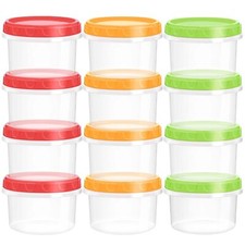 12 Pack 8oz Reusable Small Plastic Containers with Screw Lids Small Food Storage