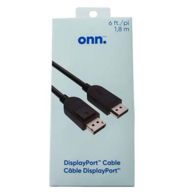 onn. 6 FT./1.8 m Full HD Video, High-Resolution DisplayPort to HDMI Cable, 4K