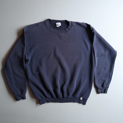 Vtg 90s Crewneck Sweatshirt XXL Navy Blue Blank 90s Punk Fade Streetwear Skate