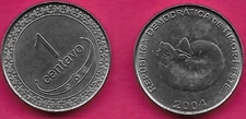 TIMOR-EAST 1 CENTAVO 2004 UNC-BU NAUTILUS ABOVE DATE,Lettering:REPÚBLICA DEM