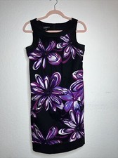 AGB Womens Sheath Dress Black Lace Scoop Neck Back Zipper Stretch Petites 10P.