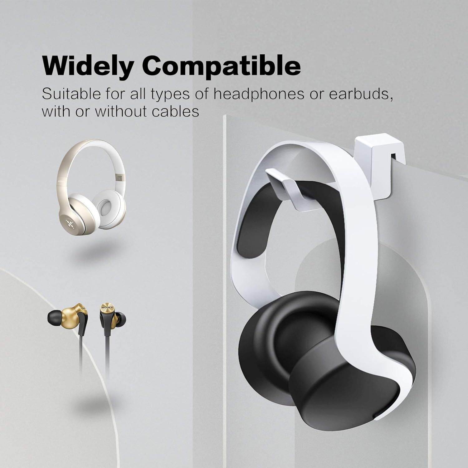 NexiGo Support Casque PS5 Mini Crochet Console Gaming Accessoire Noir