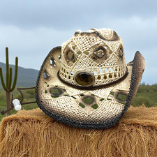 Wild Bull International Cowboy Cowgirl Hat Rodeo Rigid Straw Western Distressed