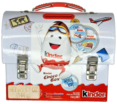 Kinder Surprise Chocolate Metal Lunch Box Tin Coin Bank w/ Handle