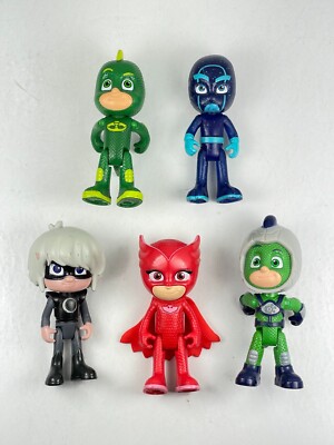 5pc Lot PJ MASKS Luna Girl Gekko w/ Helmet Owlette Cape Ninja Action Figures X6