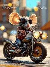 Digital Image JPG picture Created by AI : High Quality Stylish Hamster Biker