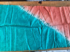 Traditional African Head Scarf Blue Orange Head Cover Covering Tie Dye 20 x 36