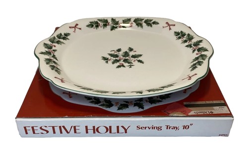 Nikko Festive Holly Handled Cake Plate - Picture 5 of 5