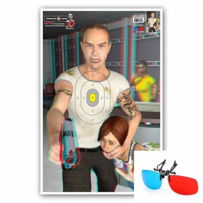 Thompson Target | 3D Hostage 25''x38'' Paper Targets + HD Clip & Flip 3D Glasses
