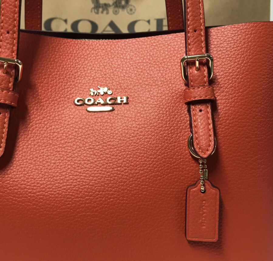 COACH C4084 Mollie Tote 25 in Double Face Crossgrain Leather Mango