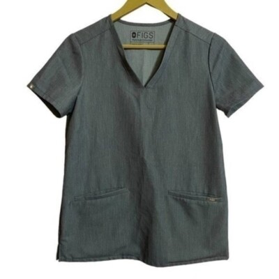 FIGS Top Women s X-Small Heather Denium Casma Three-Pocket Scrub Uniform Medical