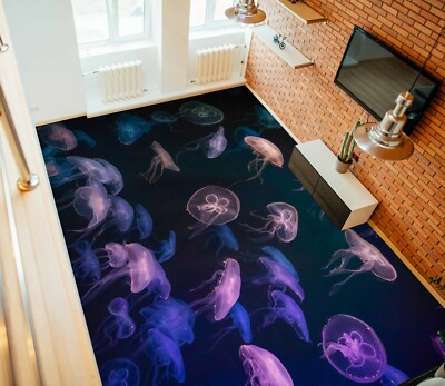 3D Purple Jellyfish SKE457 Floor Wall Paper Wall Print Decal Wall Deco Bea