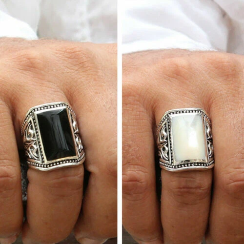 Joyas de plata de ley Onyx Shell para hombres
