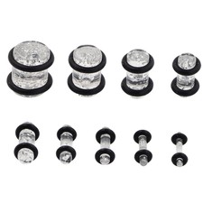 18pcs Acrylic Ear Plugs Stretcher Kit Glitter O-Rings Ear Gauges 14G-00G