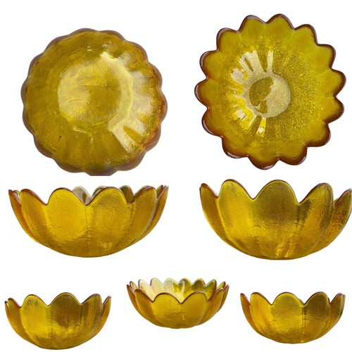 Servizio caramelle vintage MCM Ambra Blenko Art soffiato a mano petali artigianali loto - Foto 7 di 21