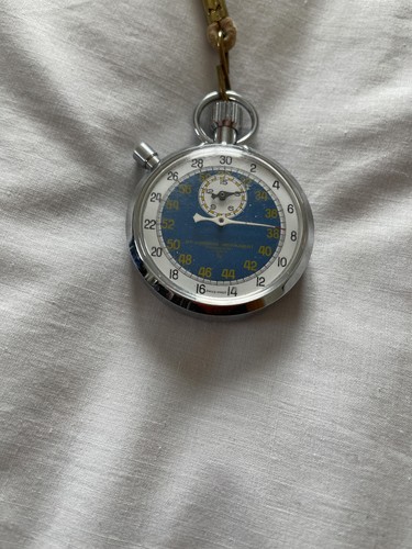 Vintage Swiss Made Kompass Instrument Stoppuhr 7 Jewels 1/10 Stoßfest