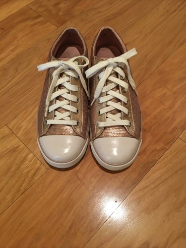 Coach Gema Rose Gold Sequin Sneakers Sz 