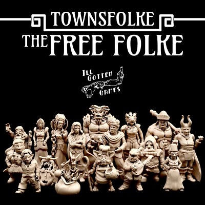 Townsfolke: The Free Folke 28mm  TGM-7 D&D NCPs 3D printed