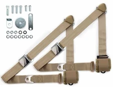 1970-73 Datsun Z-Car Tan Shoulder Belt Kit Aviation Buckles & Hardware