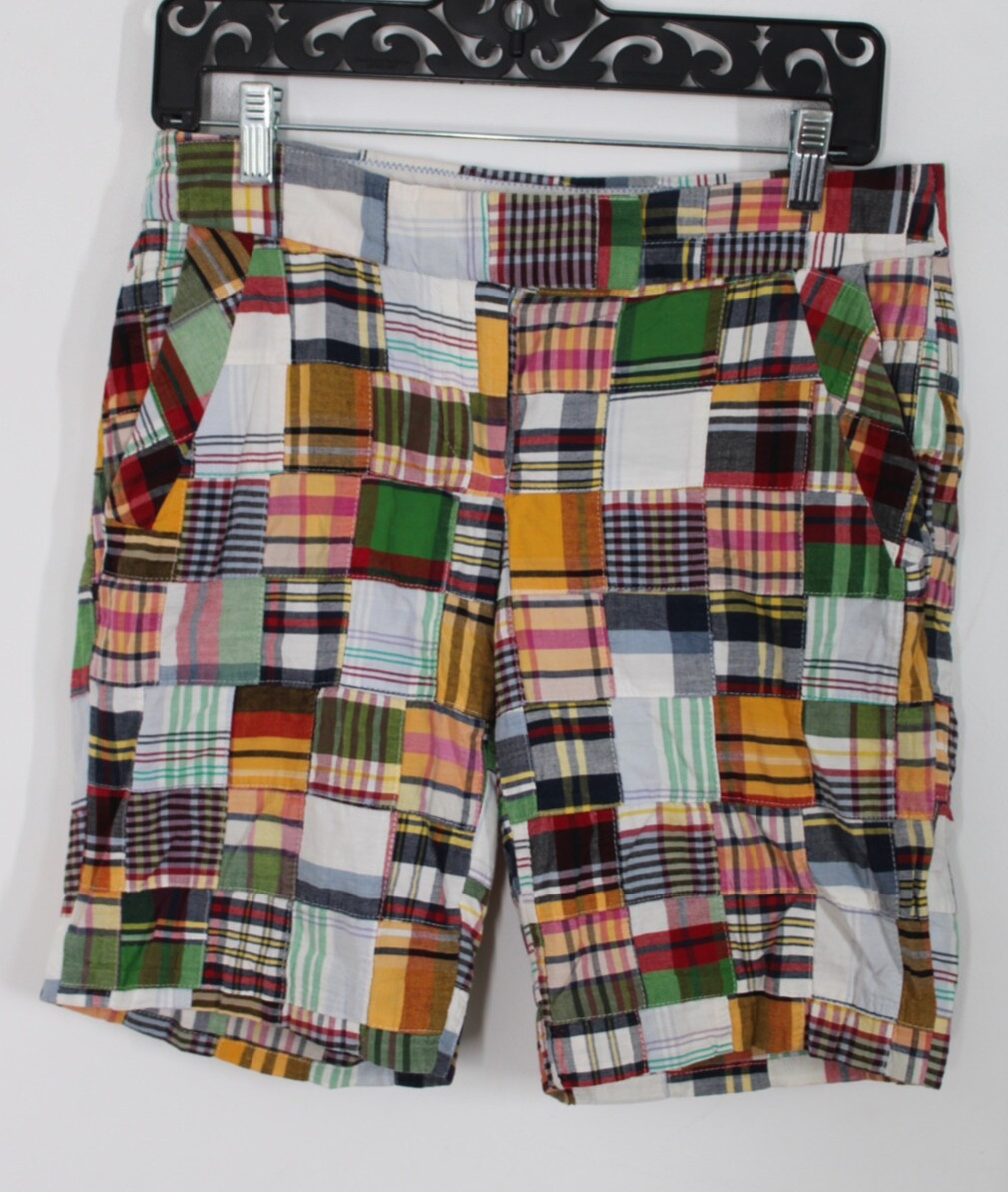 J Crew 2 Multicolor Madras Patchwork City Fit Lon… - image 1