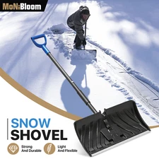 Portable 50" Length Snow Shovel Poly Ergonomic D-Grip Handle w/20" Plastic Blade