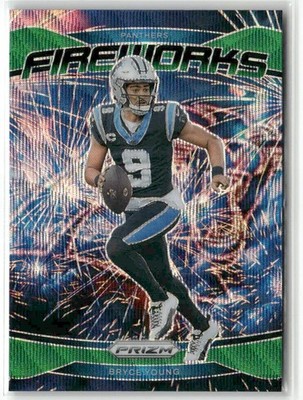 Bryce Young 2024 Panini Prizm Fireworks Green Wave Carolina Panthers #14