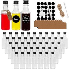 48 Pack Miniature Alcohol Bottles 50ml, Small Empty Plastic Bottle With Funnel L