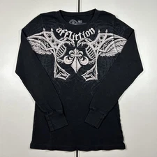 Vintage y2k Crazy Affliction Long Sleeve Thermal Shirt Women's Size Large Goth